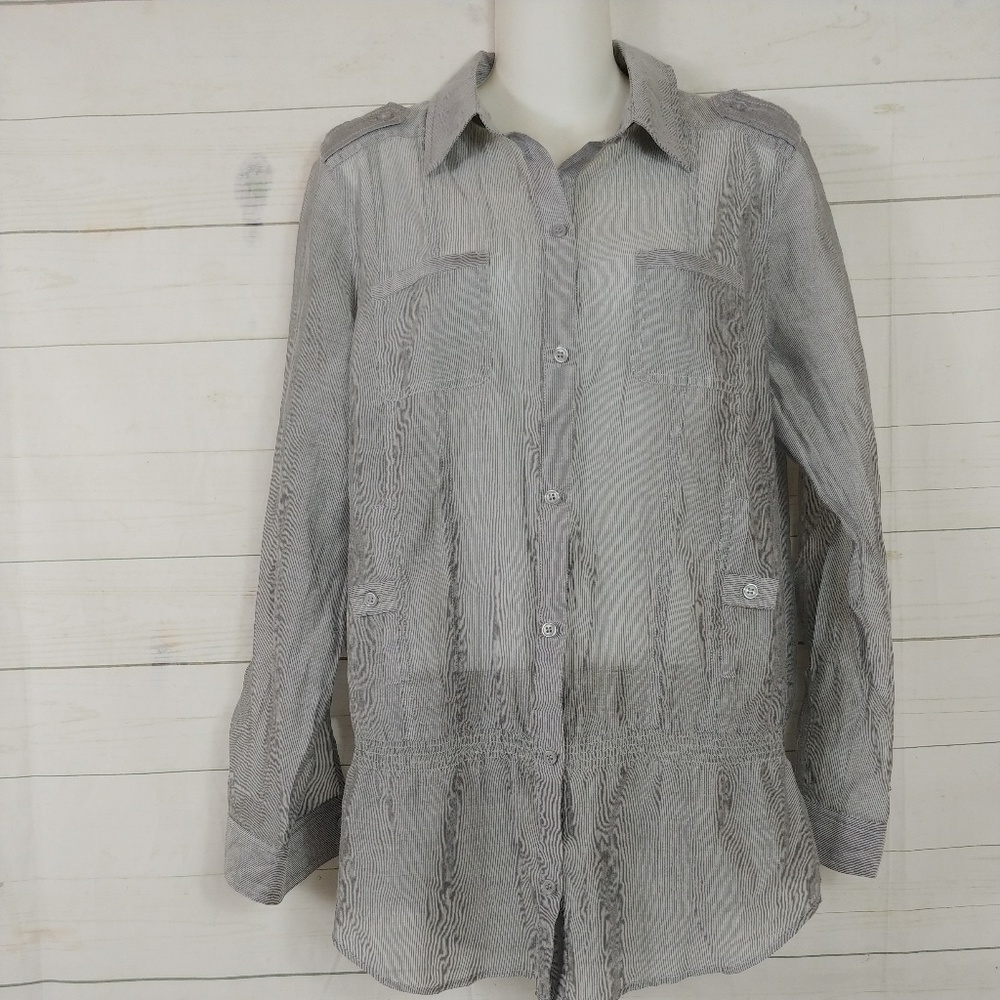 Chico's Sheer Micro Stripe Top

Size 2 (large)